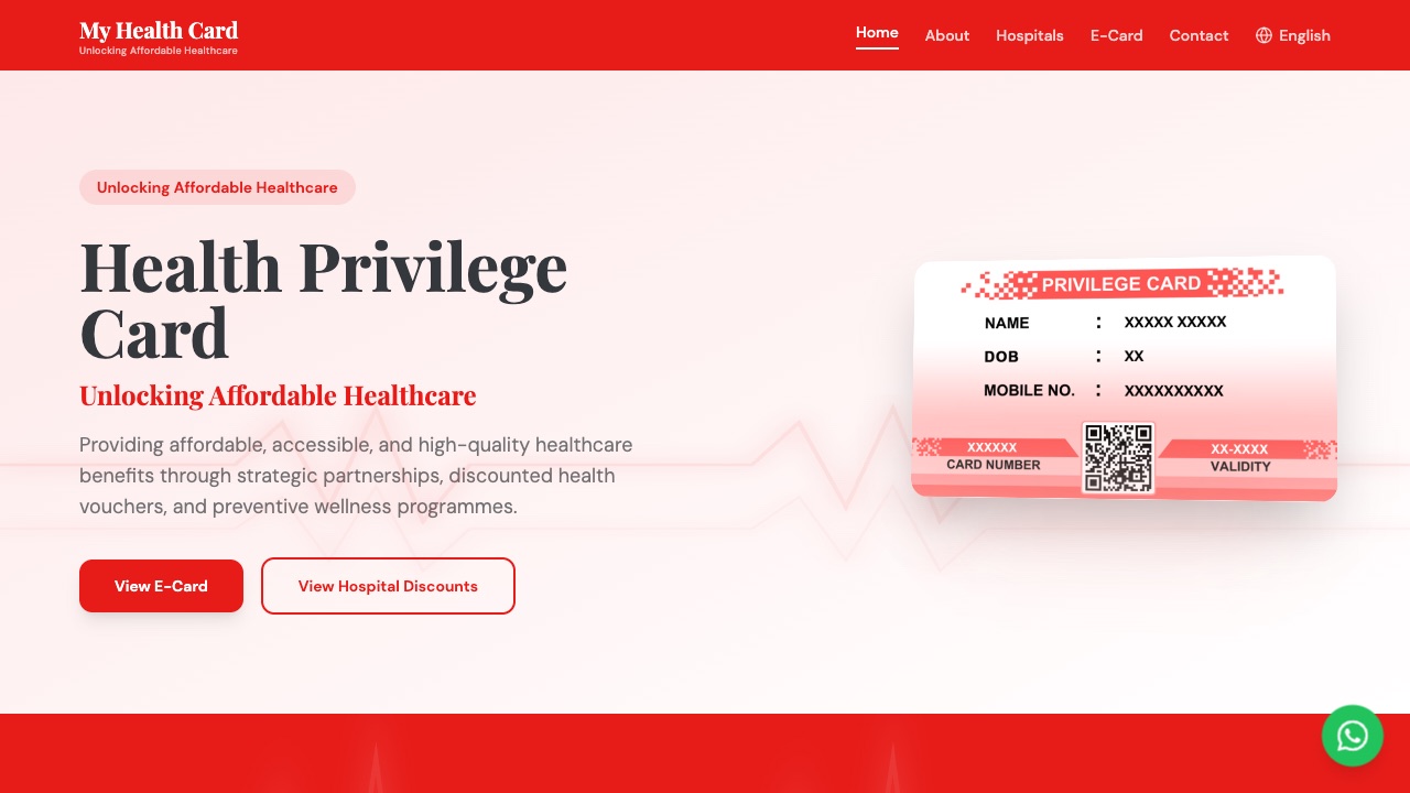 My Health Card — health privilege card platform, built by Hykvra Studio